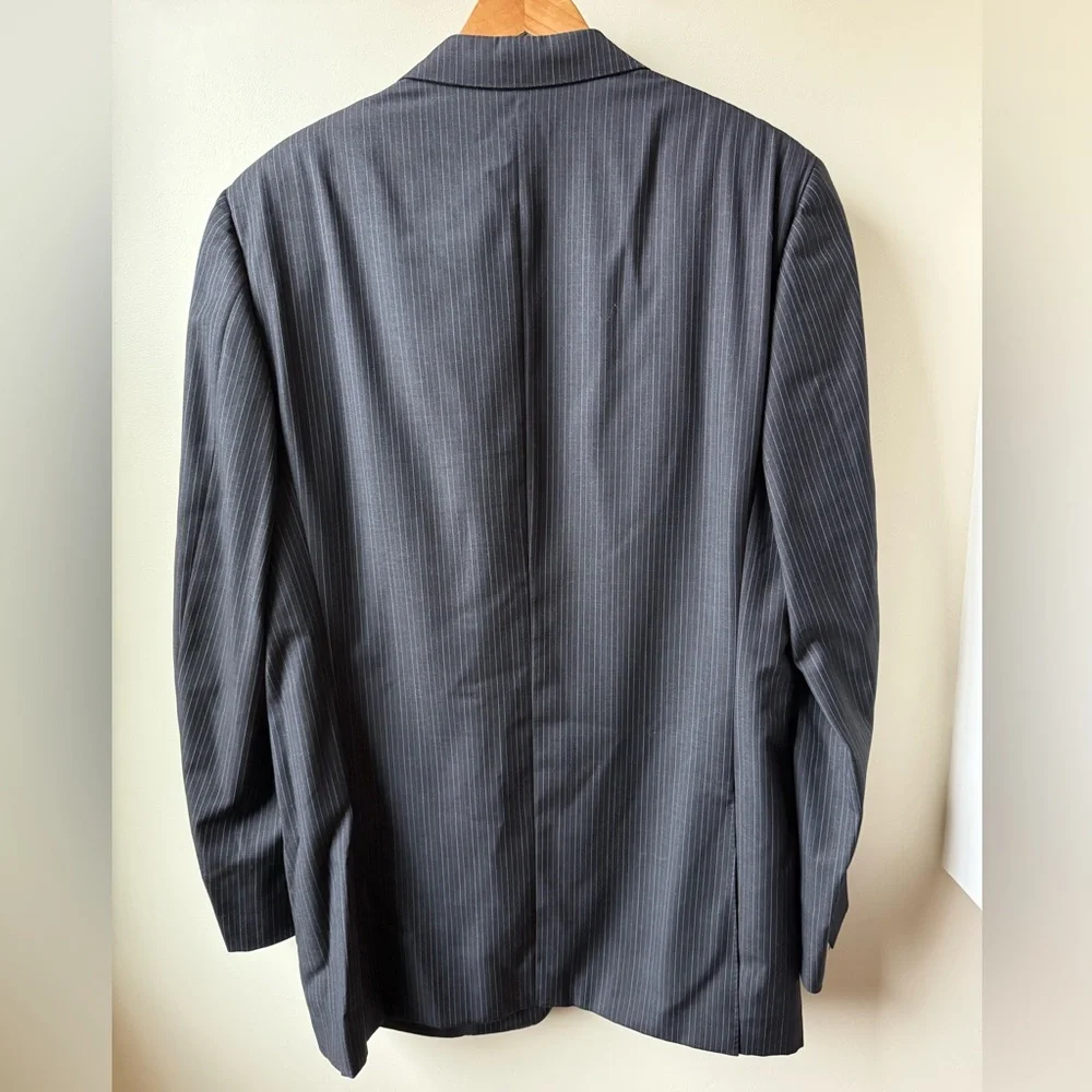 CANALI Blazer Sport Coat Super 120s Wool Pin Striped Two Button Luxury Italy 44L